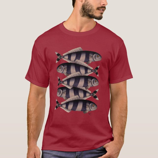 Fünf gestreifte Fische T-Shirt (Vorderseite)