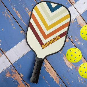 Fünf gestreifte nostalgische Vintage-Chevron mit N Pickleball Schläger
