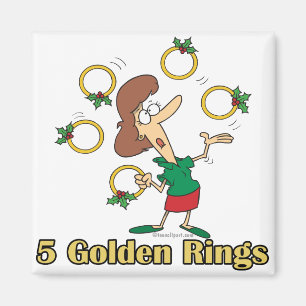 fünf goldene goldene Ringe 5. fünfter Tag Weihna Magnet