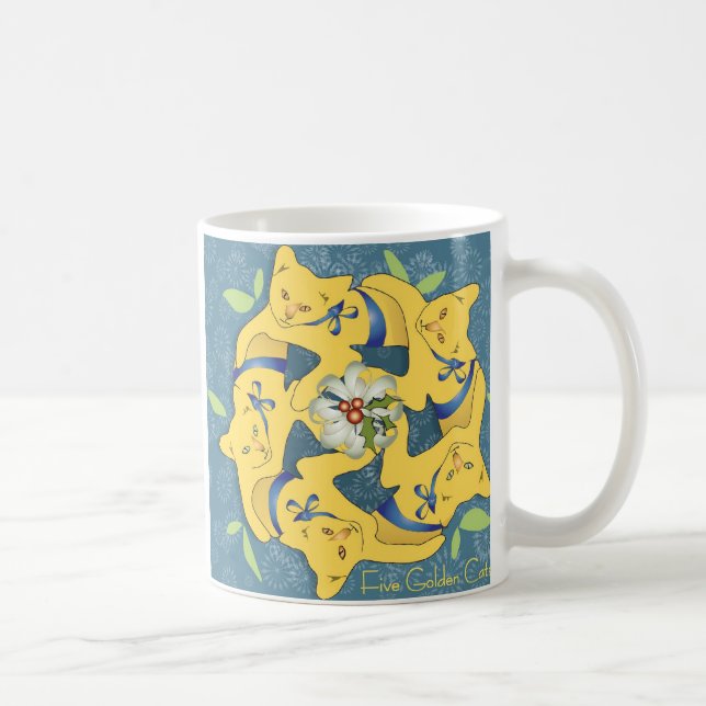 Fünf goldene Katzen... Feiertage Tasse (Rechts)