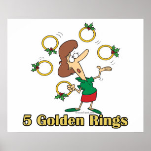 fünf goldene Ringe 5. fünfter Tag des Weihnachtsfe Poster