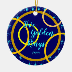 Fünf goldene Ringe - Benutzerdefiniertes Jahr Keramik Ornament