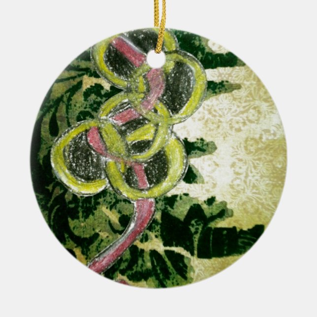 Fünf goldene Ringe Keramik Ornament (Vorne)