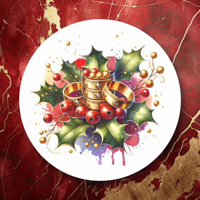 Fünf goldene Ringe | Zwölf Tage Weihnachten Runder Aufkleber (Von Creator hochgeladen)