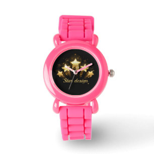 Fünf goldene Sterne auf schwarz Armbanduhr