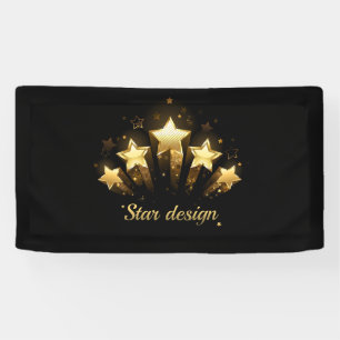 Fünf goldene Sterne auf schwarz Banner