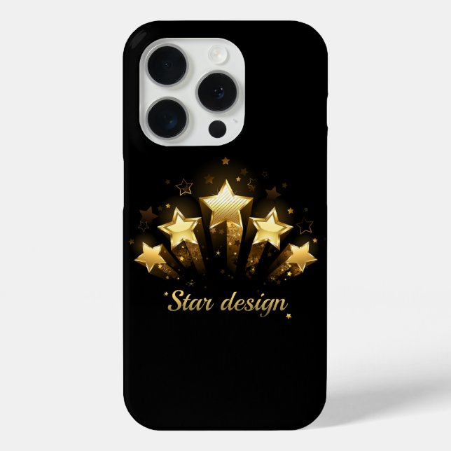 Fünf goldene Sterne auf schwarz Case-Mate iPhone Hülle (Rückseite)