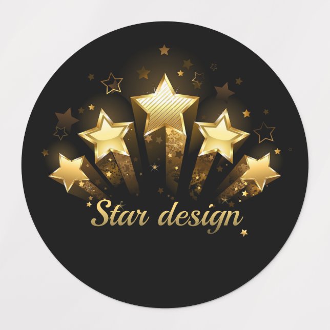 Fünf goldene Sterne auf schwarz Etiketten (Design 1)