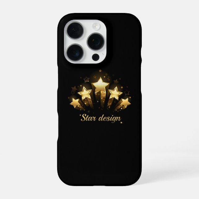 Fünf goldene Sterne auf schwarz iPhone Hülle (Rückseite)