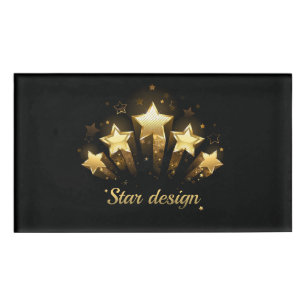 Fünf goldene Sterne auf schwarz Namenschild