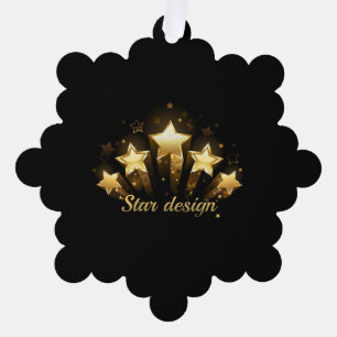Fünf goldene Sterne auf schwarz Ornament Karte