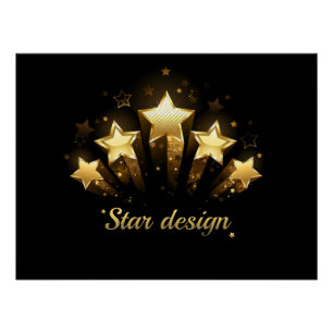 Fünf goldene Sterne auf schwarz Poster