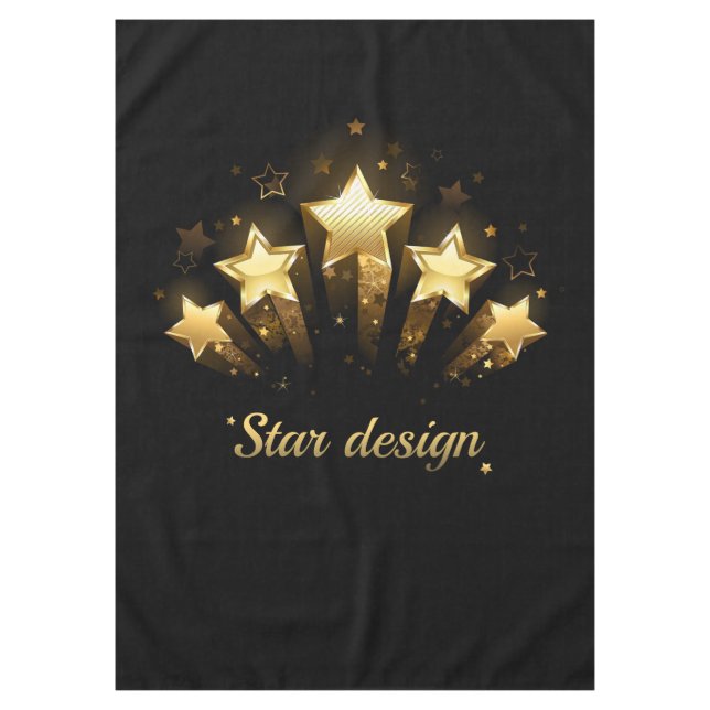 Fünf goldene Sterne auf schwarz Tischdecke (Vorderseite)