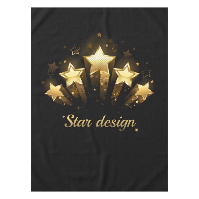 Fünf goldene Sterne auf schwarz Tischdecke (Vorderseite)