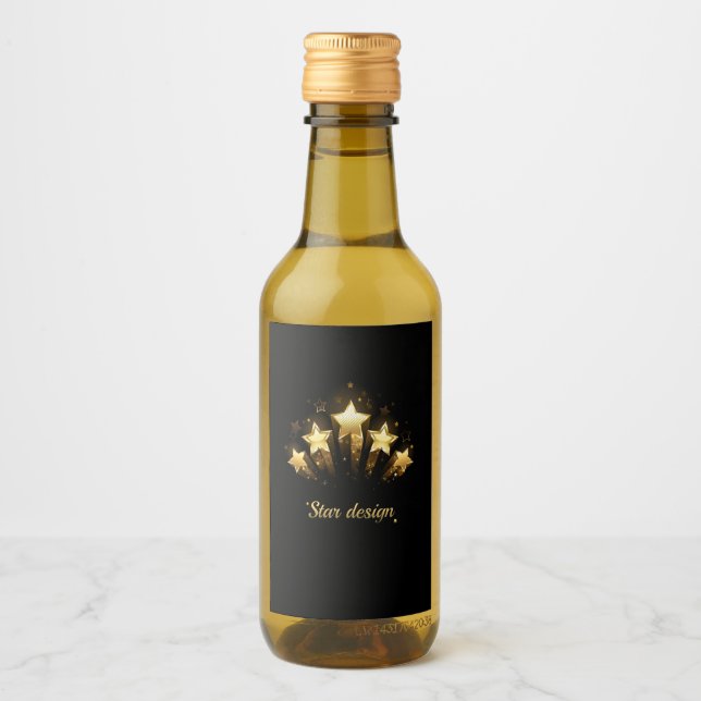 Fünf goldene Sterne auf schwarz Weinetikett (Vorderseite)