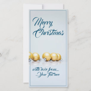 Fünf goldene Weihnachtskugeln - blaue Schrift