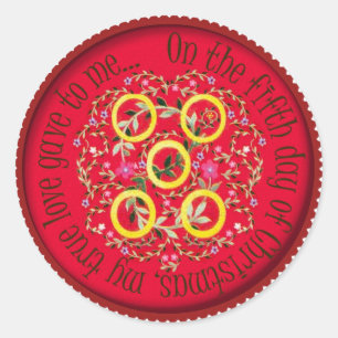 Fünf Goldringe Runder Aufkleber