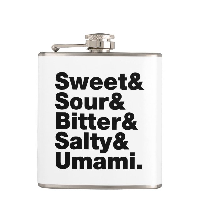 Fünf Grundgeschmacksrichtungen Flachmann (Vorderseite)