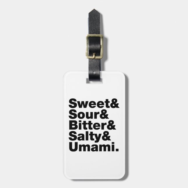 Fünf Grundgeschmacksrichtungen Gepäckanhänger (Vorderseite vertikal)