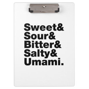 Fünf Grundgeschmacksrichtungen Klemmbrett