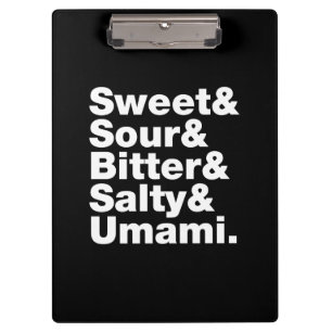 Fünf Grundgeschmacksrichtungen Klemmbrett