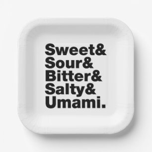 Fünf Grundgeschmacksrichtungen Pappteller