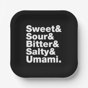 Fünf Grundgeschmacksrichtungen Pappteller