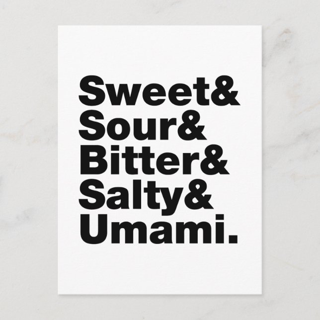Fünf Grundgeschmacksrichtungen Postkarte (Vorderseite)