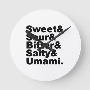 Fünf Grundgeschmacksrichtungen Runde Wanduhr