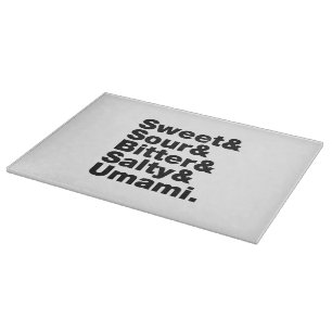 Fünf Grundgeschmacksrichtungen Schneidebrett