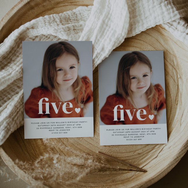 Fünf Herz-Foto Einladung zum ersten Geburtstag (Von Creator hochgeladen)