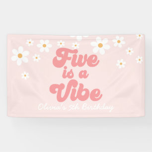 Fünf ist ein Vibe Retro Gänseblümchen Rosa 5. Gebu Banner