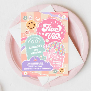 Fünf ist eine Stimmung Cloud Regenbogen Disco 5. G Einladung