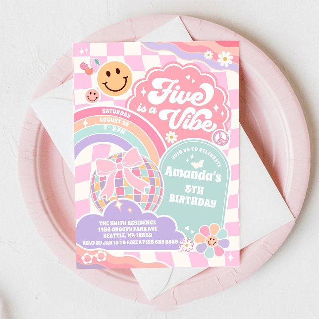 Fünf ist eine Stimmung Disco Regenbogen 5. Geburts Einladung (Von Creator hochgeladen)