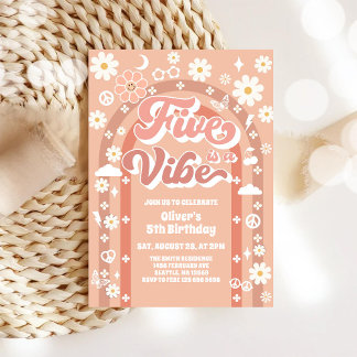 Fünf ist eine Stimmung Groovy Retro 5. Geburtstag Einladung