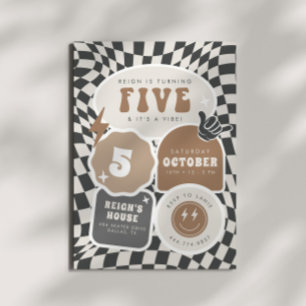 Fünf ist eine Vibe   Boys 5th Retro Skater Party Einladung