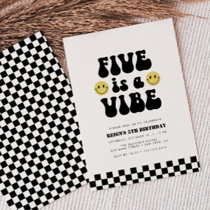 Fünf ist Vibe   Jungen glücklich Gesicht Kinder 5. Einladung