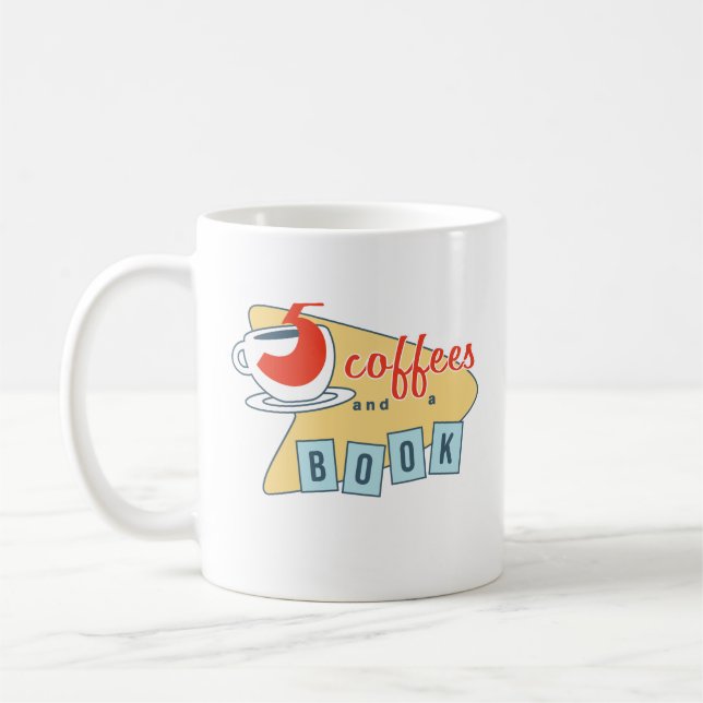 Fünf Kaffees und eine Tasse für Bücher (11oz) (Links)
