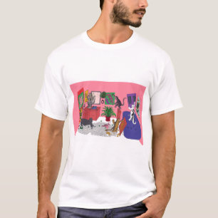 Fünf Katzen Abstrakte Kunst auf der Leinwand im Ba T-Shirt