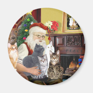 Fünf Katzen des Weihnachtsmanns Magnet