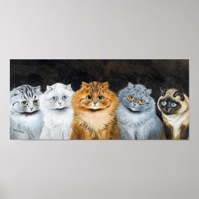 Fünf Katzen, Louis Wain Poster (Vorne)