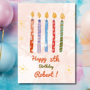 Fünf Kerzen Kinder glücklich zum Geburtstag Karte