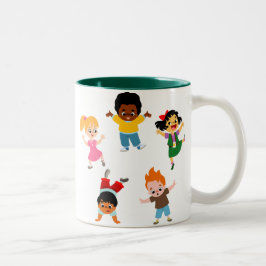 Fünf Kinder Cartoon Tasse