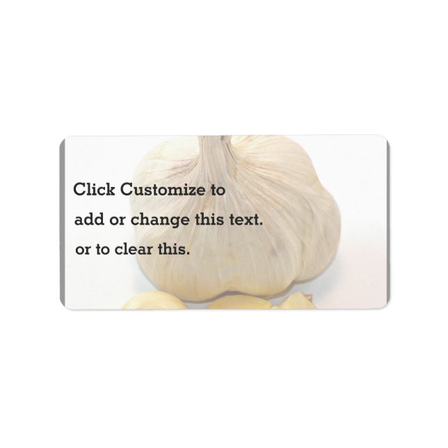 Fünf Knoblauchscheiben und ein Knoblauchhandschuh Adressaufkleber (Vorne)