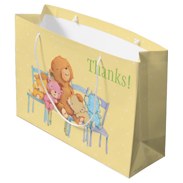 Fünf knuddelig und bunt betrifft Stühle Große Geschenktüte (Rückseite Schrägansicht)