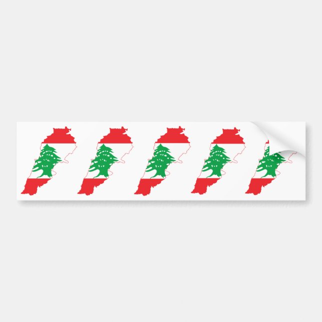 FÜNF Libanon Flag Map Autoaufkleber (Vorne)