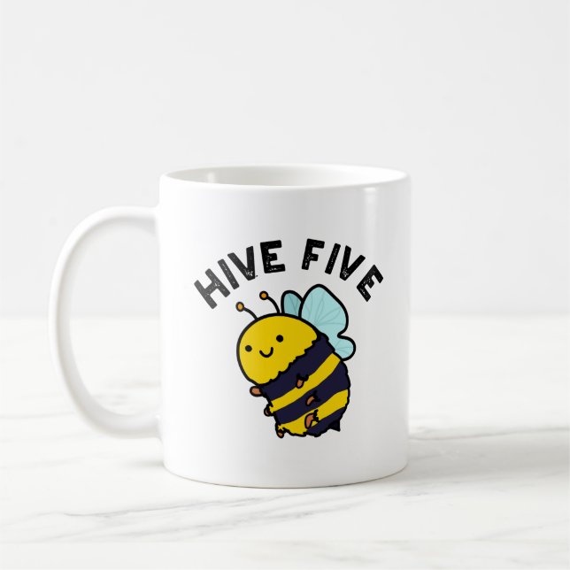 Fünf lustige High Five Bee Pun Kaffeetasse (Links)