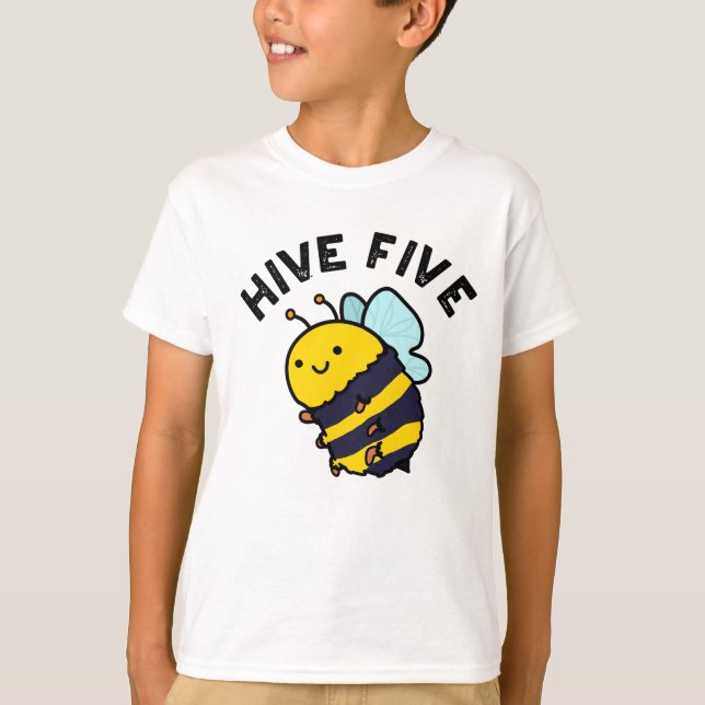 Fünf lustige High Five Bee Pun T-Shirt (Vorderseite)