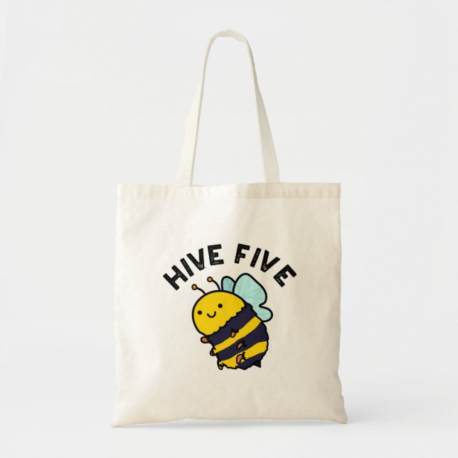 Fünf lustige High Five Bee Pun Tragetasche (Vorne)