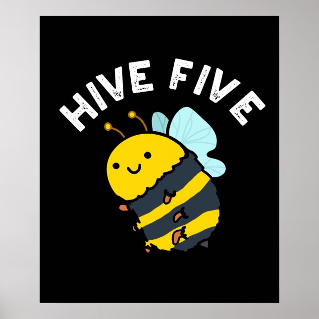 Fünf lustige High Five Been Pun Dark BG Poster (Vorne)